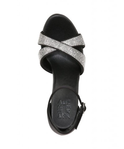 Lizbeth2 Ankle Strap Sandals Black/Silver Satin/Stones $63.00 Shoes