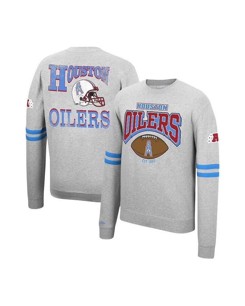 Men's Heathered Gray Houston Oilers Allover Print Fleece Pullover Sweatshirt $42.50 Sweatshirt