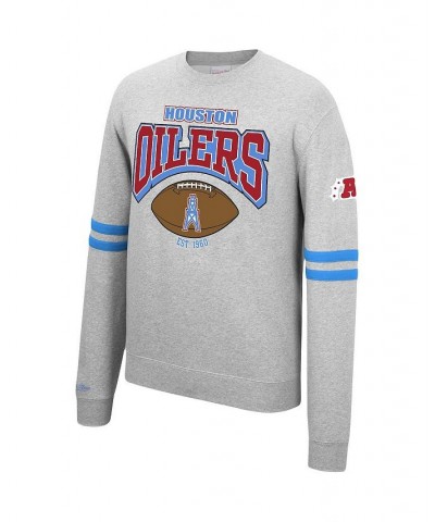 Men's Heathered Gray Houston Oilers Allover Print Fleece Pullover Sweatshirt $42.50 Sweatshirt