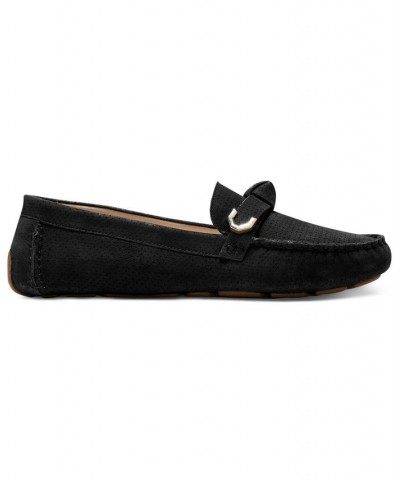 Women's Evelyn Bow Driver Loafers Black $51.00 Shoes