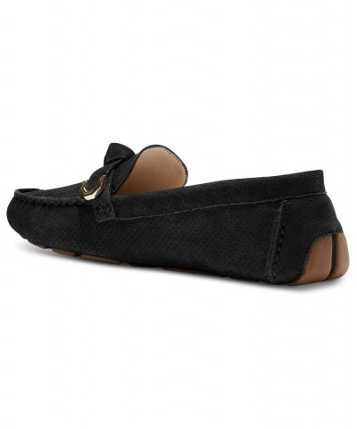 Women's Evelyn Bow Driver Loafers Black $51.00 Shoes