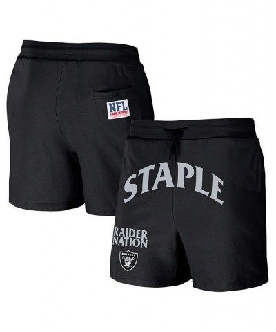 Men's NFL X Staple Black Las Vegas Raiders New Age Throwback Vintage-Like Wash Fleece Short $28.04 Shorts