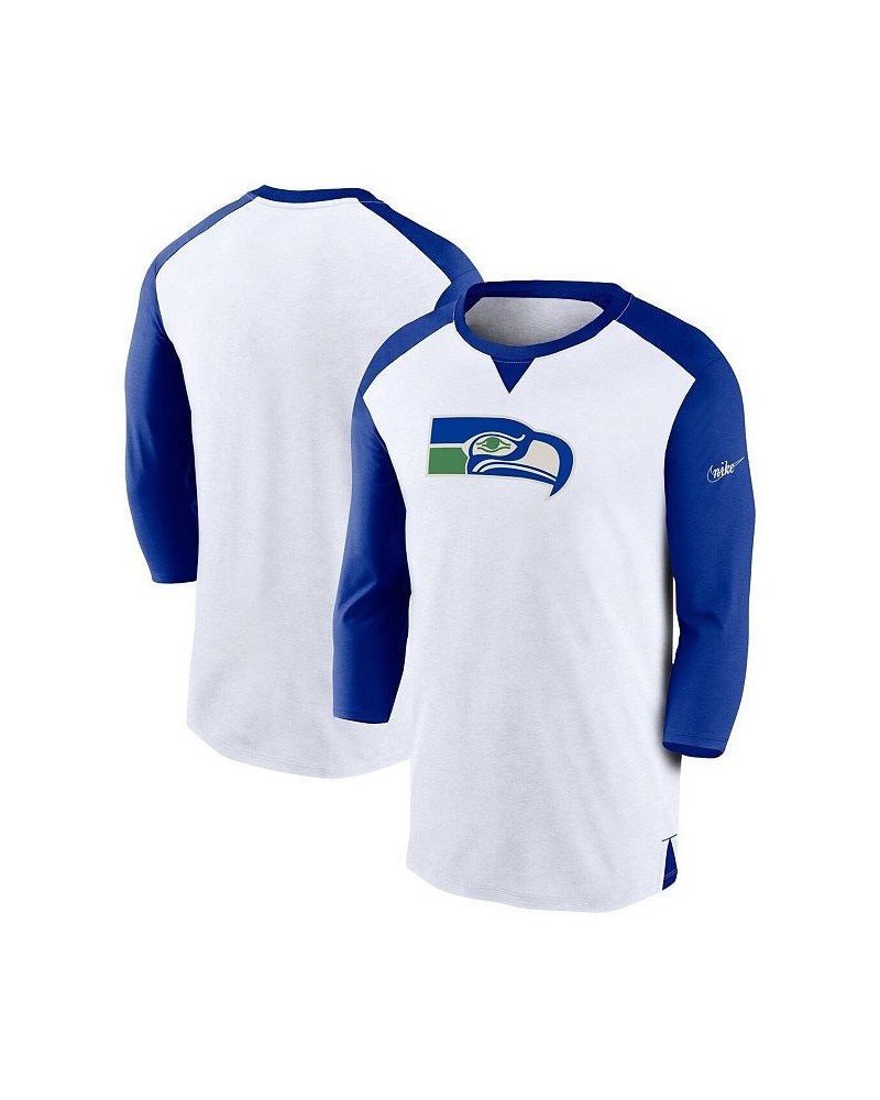 Men's White, Royal Seattle Seahawks Rewind 3/4-Sleeve T-shirt $23.21 T-Shirts