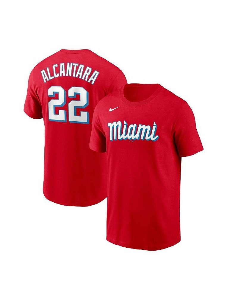 Men's Sandy Alcantara Red Miami Marlins City Connect Name and Number T-shirt $24.50 T-Shirts