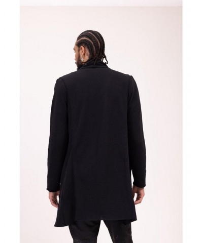 Men's Modern Asymmetrical Raw Edge Rebel Cardigan Sweater Black $38.40 Sweaters