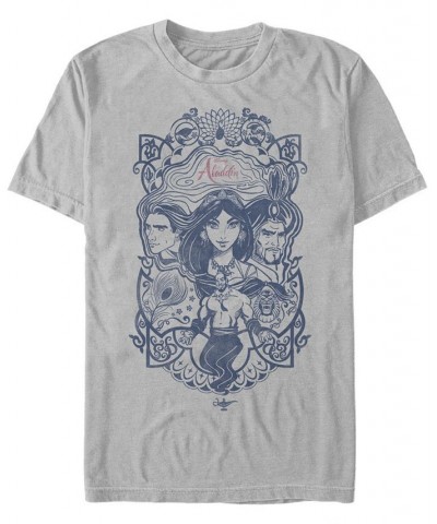 Disney Men's Aladdin Live Action Group Shot Line Art Poster Short Sleeve T-Shirt Silver $14.00 T-Shirts