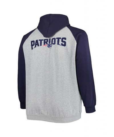 Men's Heather Gray New England Patriots Big and Tall Fleece Raglan Full-Zip Hoodie Jacket $44.10 Jackets