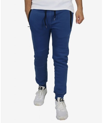 Men's Slim Fit Fleece Jogger Sweatpants with Heat Seal Zipper Pockets Blue $17.64 Pants