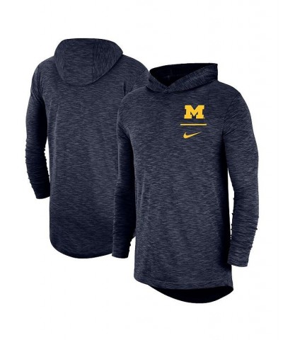 Men's Navy Michigan Wolverines Slub Performance Long Sleeve Hoodie T-shirt $37.79 T-Shirts