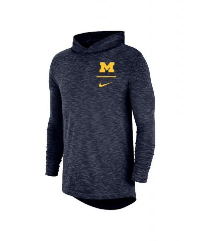 Men's Navy Michigan Wolverines Slub Performance Long Sleeve Hoodie T-shirt $37.79 T-Shirts