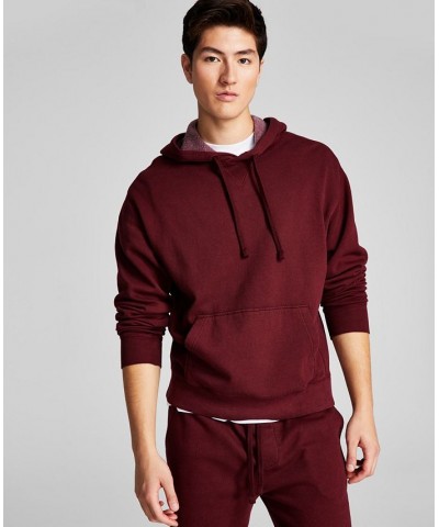 Men's Fleece Hoodie with Kangaroo Pockets Maroon $14.58 Sweatshirt