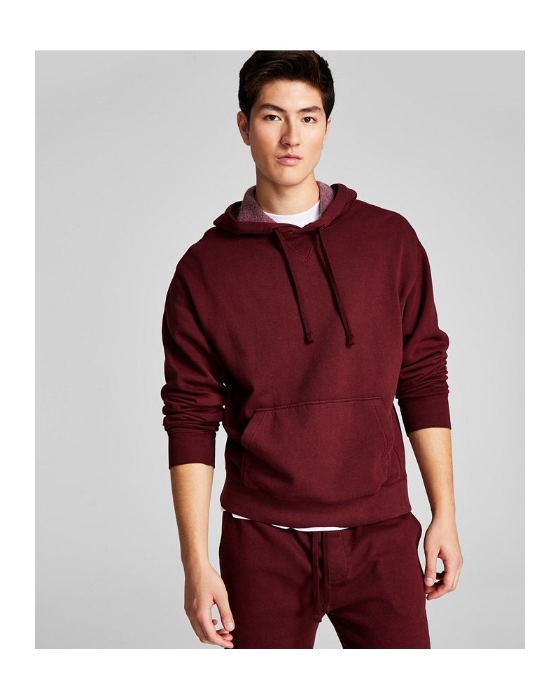 Men's Fleece Hoodie with Kangaroo Pockets Maroon $14.58 Sweatshirt