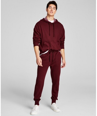 Men's Fleece Hoodie with Kangaroo Pockets Maroon $14.58 Sweatshirt