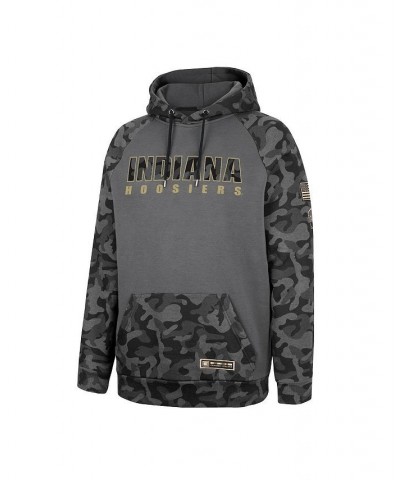 Men's Charcoal Indiana Hoosiers OHT Military-Inspired Appreciation Camo Stack Raglan Pullover Hoodie $32.50 Sweatshirt