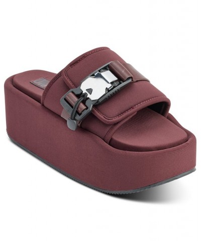 Women's Vizer Platform Slide Sandals Red $38.08 Shoes