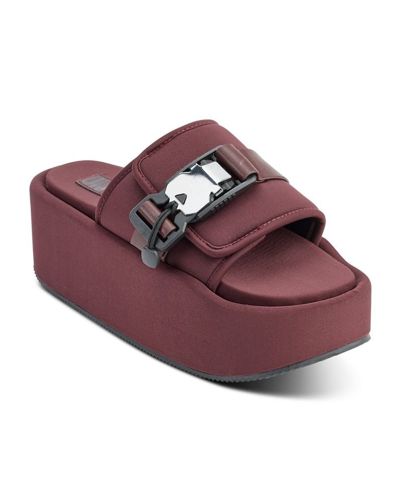 Women's Vizer Platform Slide Sandals Red $38.08 Shoes