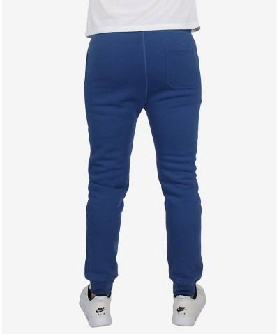 Men's Slim Fit Fleece Jogger Sweatpants with Heat Seal Zipper Pockets Blue $17.64 Pants