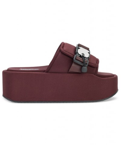 Women's Vizer Platform Slide Sandals Red $38.08 Shoes