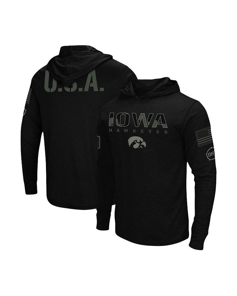 Men's Black Iowa Hawkeyes OHT Military-Inspired Appreciation Hoodie Long Sleeve T-shirt $32.99 T-Shirts