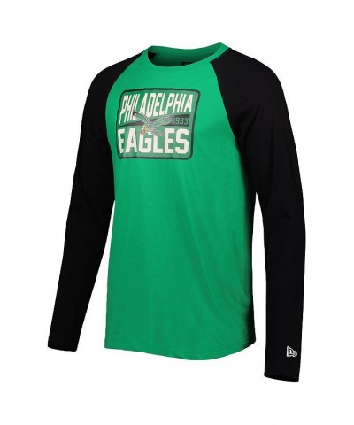 Men's Green Philadelphia Eagles Throwback Raglan Long Sleeve T-shirt $29.49 T-Shirts