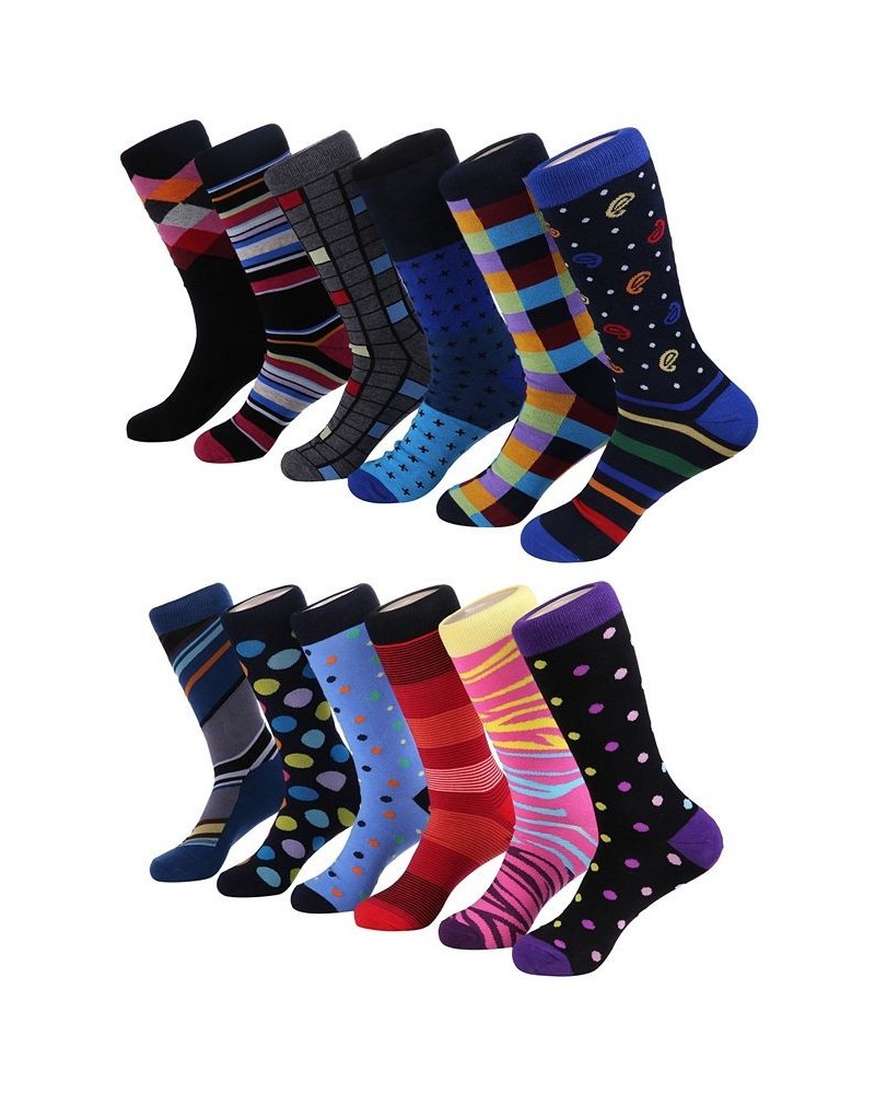 Men's Bold Designer Dress Socks Pack of 12 Orange $28.50 Socks