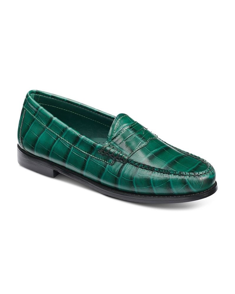 Women's Weejuns Whitney Exotic Penny Loafers Green $54.25 Shoes