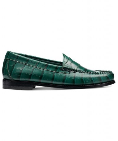 Women's Weejuns Whitney Exotic Penny Loafers Green $54.25 Shoes