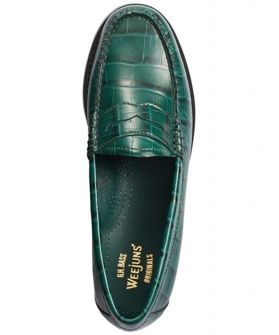 Women's Weejuns Whitney Exotic Penny Loafers Green $54.25 Shoes