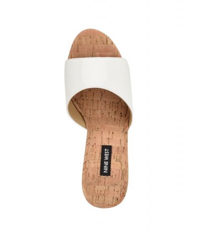 Women's Herden Round Toe Slip-On Casual Wedge Sandals White $45.54 Shoes