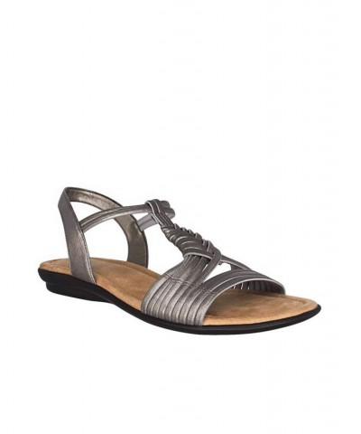 Women's Bellita Stretch Elastic Memory Foam Sandal Gray $39.75 Shoes