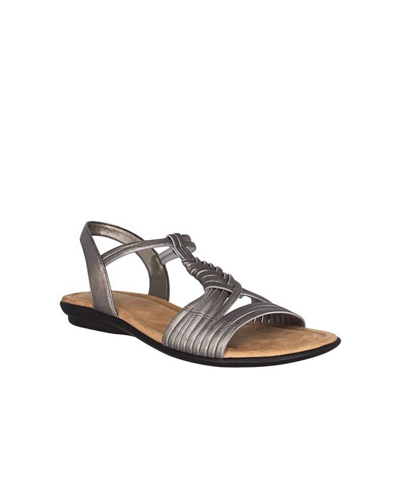 Women's Bellita Stretch Elastic Memory Foam Sandal Gray $39.75 Shoes