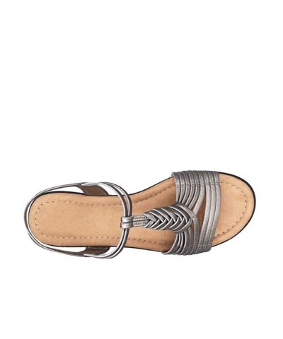 Women's Bellita Stretch Elastic Memory Foam Sandal Gray $39.75 Shoes