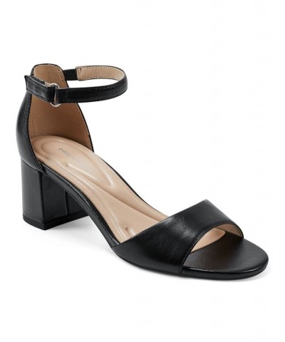 Women's Daven Round Toe Block Heel Dress Sandals Black $39.60 Shoes