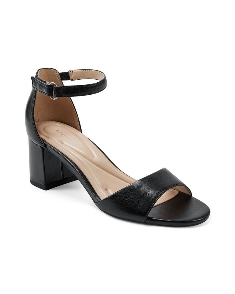 Women's Daven Round Toe Block Heel Dress Sandals Black $39.60 Shoes