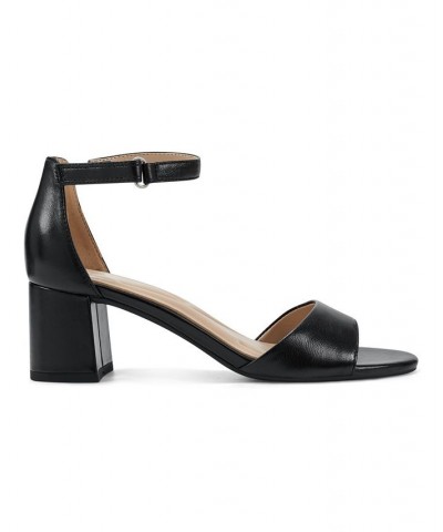 Women's Daven Round Toe Block Heel Dress Sandals Black $39.60 Shoes