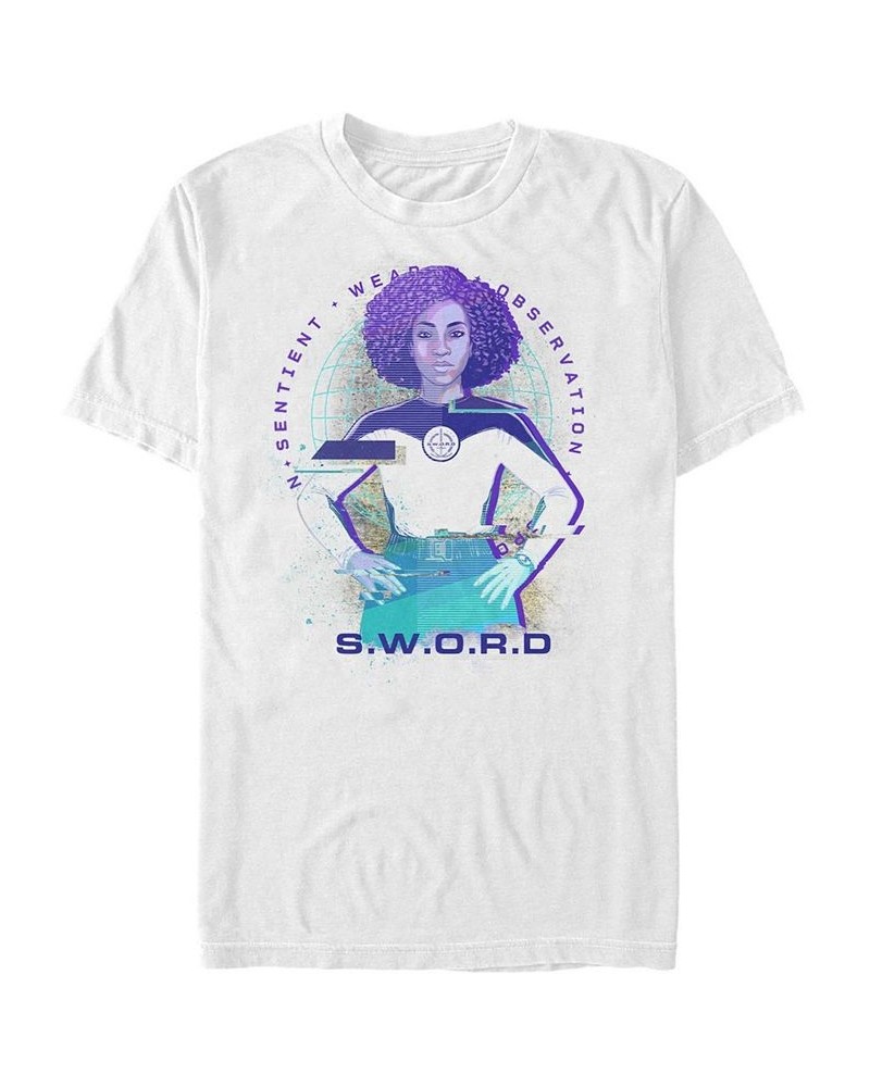 Men's Sword Glitch Short Sleeve Crew T-shirt White $14.35 T-Shirts