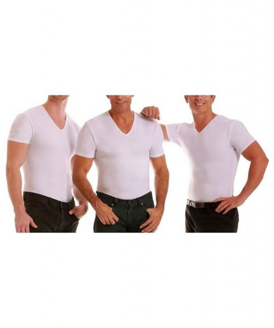 Insta Slim Men's 3 Pack Compression Short Sleeve V-Neck T-Shirts White $77.74 Undershirt