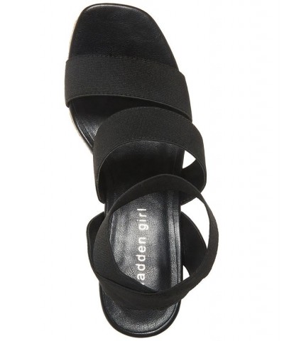 Maranda Stretch Ankle-Strap Platform Wedge Sandals Black $27.60 Shoes