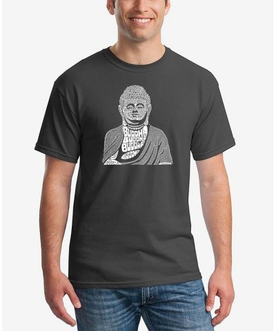 Men's Buddha Word Art Short Sleeve T-shirt Gray $14.35 T-Shirts