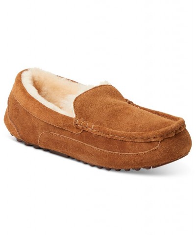 Men's Fireside Melbourne Genuine Shearling Moccasin Slippers Brown $32.98 Shoes