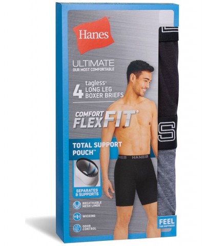 Men's Ultimate ComfortFlex Fit 4-Pk. Moisture-Wicking Long-Leg Boxer Briefs Multi $18.29 Underwear