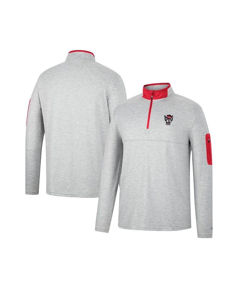 Men's Heathered Gray, Red NC State Wolfpack Country Club Windshirt Quarter-Zip Jacket $26.65 Sweatshirt