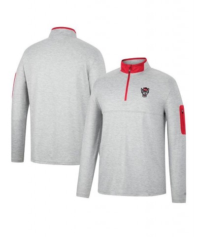 Men's Heathered Gray, Red NC State Wolfpack Country Club Windshirt Quarter-Zip Jacket $26.65 Sweatshirt