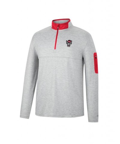 Men's Heathered Gray, Red NC State Wolfpack Country Club Windshirt Quarter-Zip Jacket $26.65 Sweatshirt