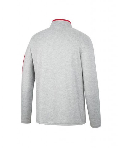 Men's Heathered Gray, Red NC State Wolfpack Country Club Windshirt Quarter-Zip Jacket $26.65 Sweatshirt