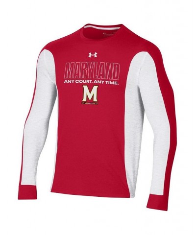 Men's Red Maryland Terrapins On-Court Shooter Bench Long Sleeve T-shirt $26.00 T-Shirts