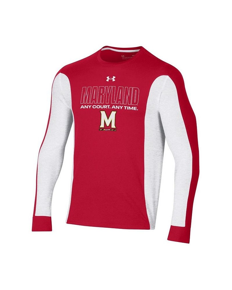 Men's Red Maryland Terrapins On-Court Shooter Bench Long Sleeve T-shirt $26.00 T-Shirts