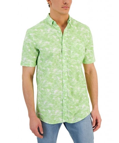 Men's Kalani Classic-Fit Textured Tropical-Print Button-Down Shirt Green $35.70 Shirts