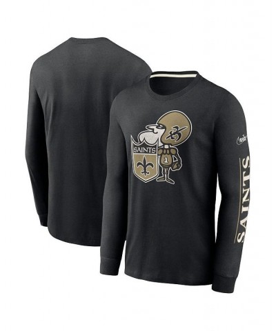 Men's Black New Orleans Saints Fashion Tri-Blend Long Sleeve T-shirt $31.89 T-Shirts