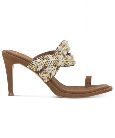 Women's Rixei Slip-On Toe-Ring Dress Sandals Brown $39.24 Shoes